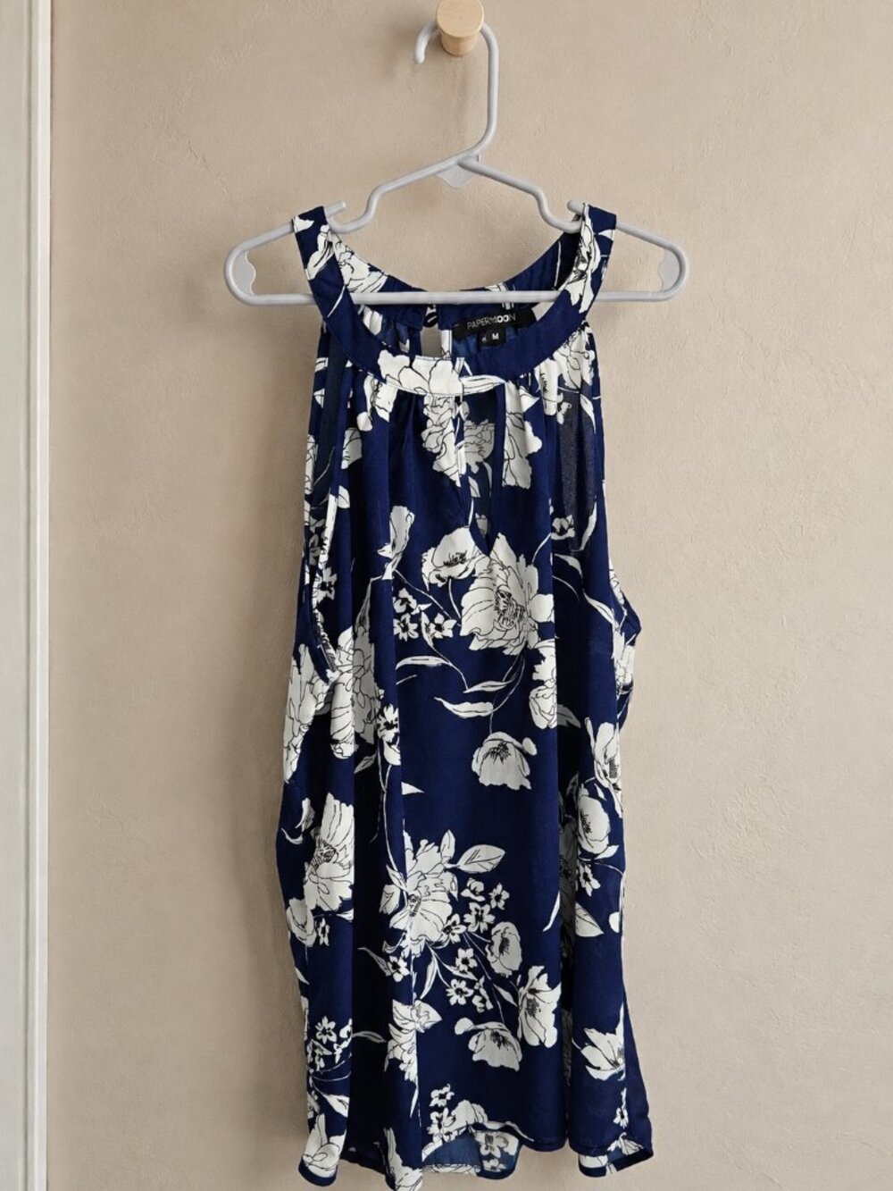 Navy Floral Halter Blouse